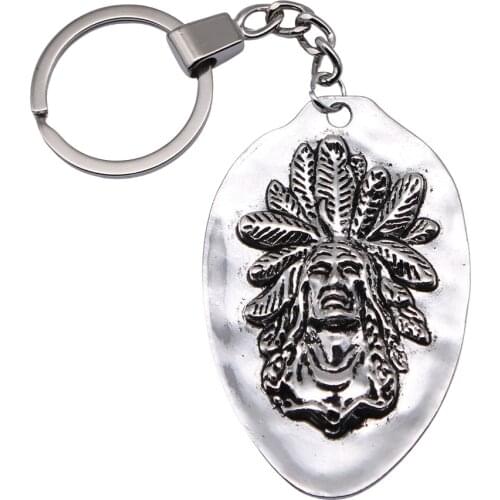 1 Piece Jewelry Car Key Chain Party Gift Keychains 43x67mm Indian Chief Charms Key Rings