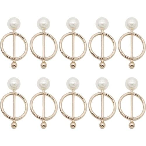 10Pcs Women Pearls Round Circle Scarf Ring Waist Buckle T-Shirt Shawl Ring Wrap