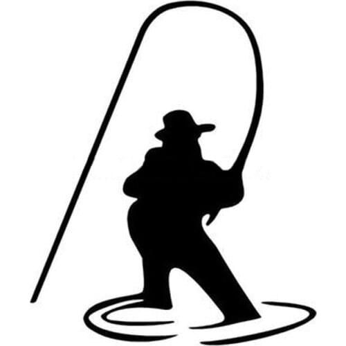 12.5*15CM FISHING Outdoor Sports Stickers Fun Fishing Car Stickers And Decals Motorcycle Car Styling Black/Silver