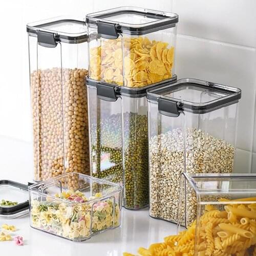 2/4PCS PET Plastic Food Containers Transparent Stackable Dry Food Storage Box Kitchen Spaghetti Noodles Sealed Containers