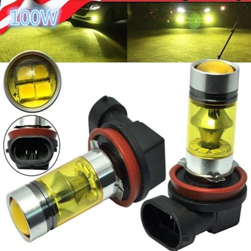2 Pieces H11 H8 H9 2323 20LED 100W Car Fog Driving DRL Light 4300K Yellow