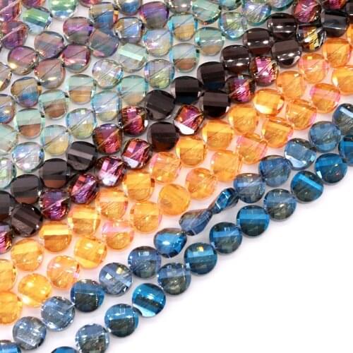 20pcs 14mm Flat type Spacer Glass Beads For Jewelry Making Diy Accessories Colorful Faceted Crystal Beads Wholesale