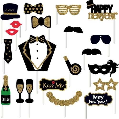 2020 New Year Ever DIY Mr Ms Photobooth Props Happy New Year Theme Party Favors Decorations Merry Christmas Home Party Supplies