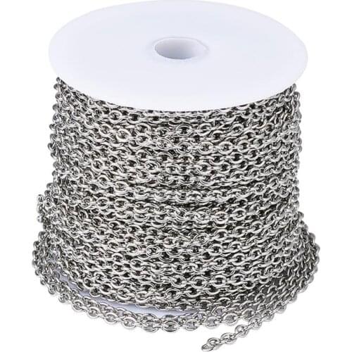 25m/roll 304 Stainless Steel Cable Chains with Spool Unwelded For Jewelry Necklace Bracelet DIY Making
