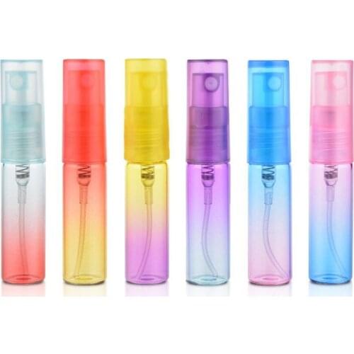 360pcs/lot 5ml Gradient Color Glass Perfume Spray Bottle Small Colorful Atomizer Refillable Portable Travel Vial