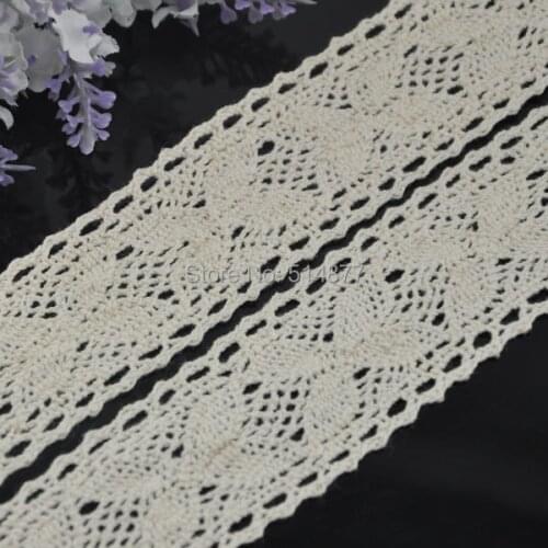 5Y Beige embroidered cotton trimming Appliques wedding craft cloth L103