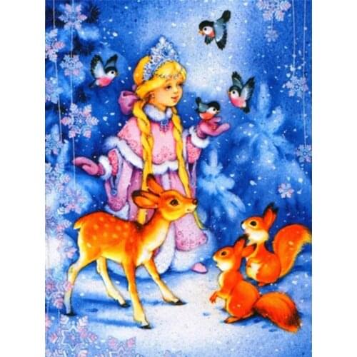 5D Diamond Painting Christmas Girl Full Square Drill DIY Diamond Embroidery Landscape Snow Mosaic Deer Home Decoration