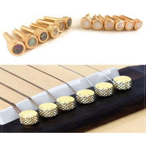 6 pcs Brass Acoustic Guitar Bridge Pins Abalone Dot Inlay Parts String Nails & Pegs Guitarra Part Accessories