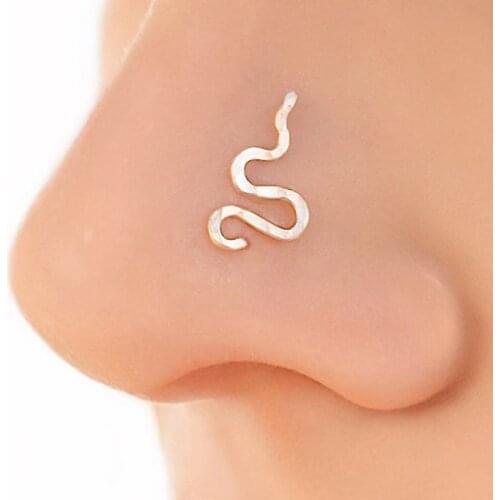 925 Silver Real Piercing Nose Ring Hammered Septum Ring Handmade Gold Filled Faux Septum Jewelry Ring Punk Hoop Jewelry