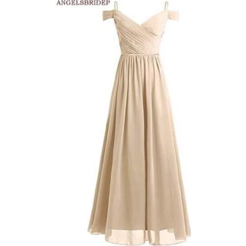 ANGELSBIDEP Spaghetti Strap Bridesmaid Dresses Sexy Off-Shoulder Floor-Length Vestido da dama de honra Formal Party Gowns HOT