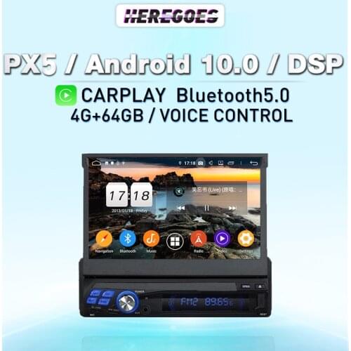 Carplay 7" IPS DSP Android 10 Car DVD Player For universal radio 1din GPS Navigation Auto Retractable BT RDS Stereo autoradio