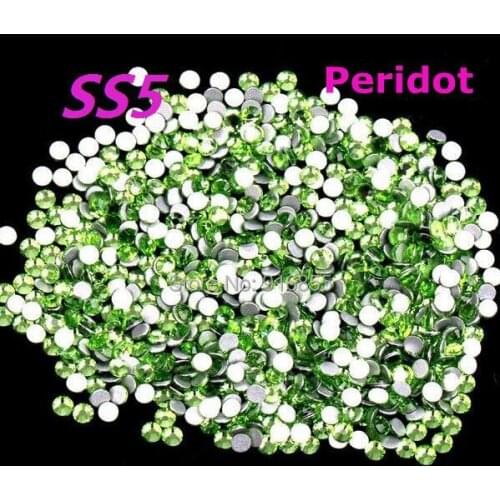 Free Shipping Hot sale SS5(1.7-1.9mm) 1440pcs/Bag Peridot Flat Back Glue on ( Nail Art ) Non Hot Fix Rhinestones craft DIY