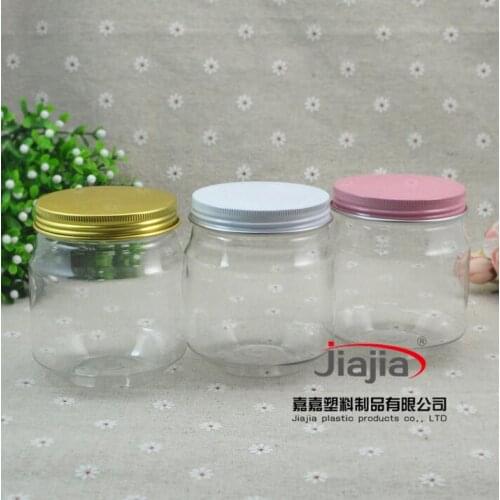 Free shipping: 280g clear PET jar with Gold/white/pink aluminum Lid,280ml clear Storage Tank Plastic Can PET Jar Food Container
