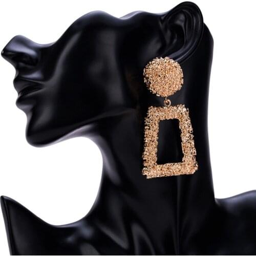 SHIFEEL Big Vintage Earrings for women gold color Geometric statement earring 2019 metal earing Hanging fashion jewelry trend