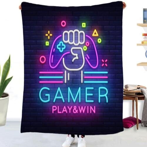 Gamer Gamepad Flannel Throw Blanket Bedspread Blankets and Soft Warm Sofa Cover for Couch Sofa Bed Chair