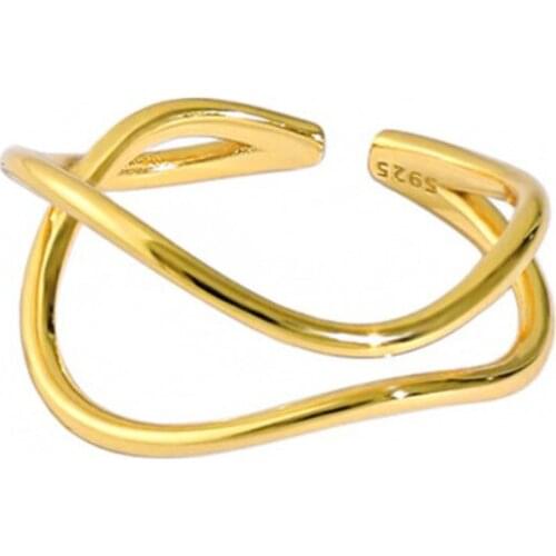 SILVERHOO Minimalism Rings For Women S925 Sterling Silver Double Line InterWeaving Ring Korean Style Festivel Joker Fine Jewelry