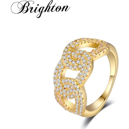 Brighton Trendy Delicate Cubic Zircon Finger Rings For Women Party Hollow Geometric Bijou Fashion Temperament Jewelry Gift 2021
