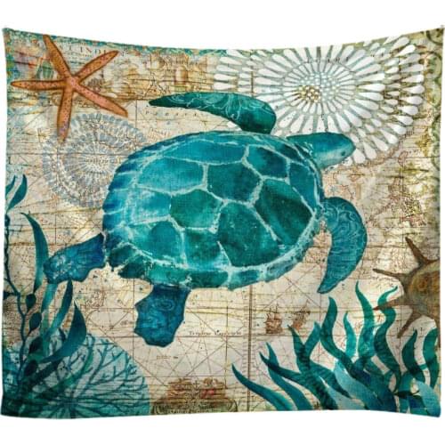 Creative 3D Printing Sea Turtle Marine Animal Tapestry Wall Hanging Bed Spread Beach Towel Table Cloth Yoga Mat Large Size