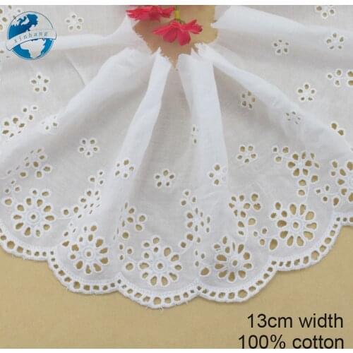 13cm wide 100% Cotton embroid lace sewing ribbon guipure lace african lace fabric trim warp knitting DIY Accessories#3755