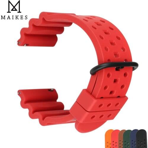 MAIKES Fluorine Rubber Quick Release Watch Band 20mm 22mm 24mm Replacement Watch Strap For Women Men Red Black Blue Orange