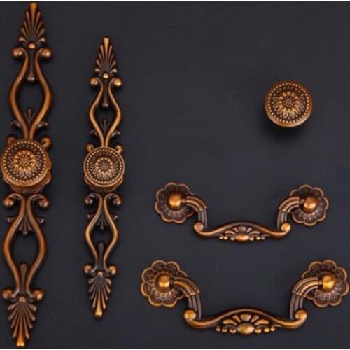 Metal pull handles knob red copper color anodize for furniture door drawer cupboard cabinet closet wardrobe bedstand archaize