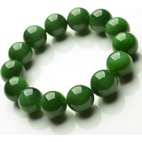 Fashion jewelry NEW 100% Natural Green Beads jade Bangle Bracelet Handmade 12MM Bead AAA
