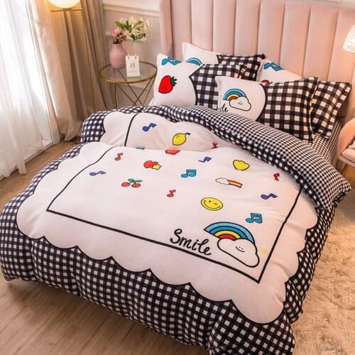 Rainbow series fruit party coral velvet warm and comfortable velvet home textile quilt cover four-piece set