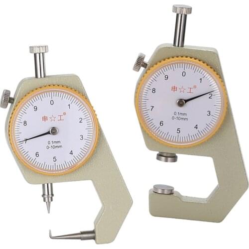 2pcs Dial Thickness Gauge Flat Head and Crooked Head 0-10*0.1mm Gage Meter Measuring Sheet Metal Leather