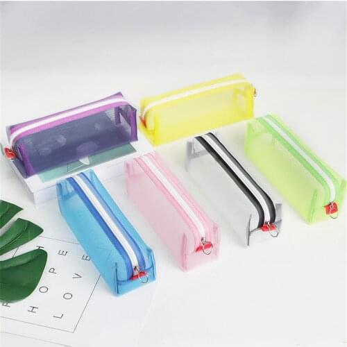 2021 New 6 Color Transparent Pencil Case Gift School Pencil Box Pen Case Supplies Pencil Bag School Supplies Stationery