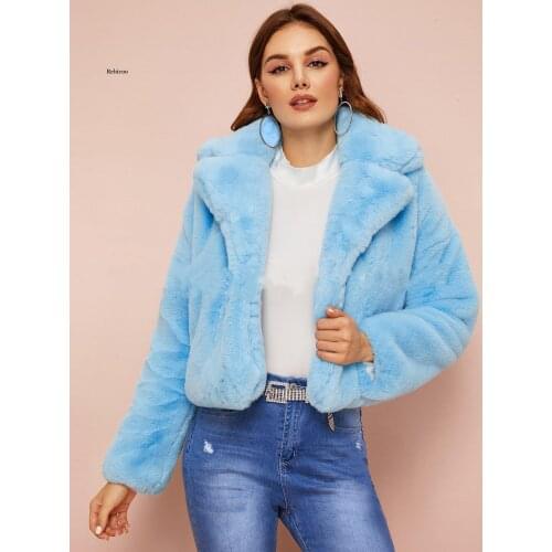 New Winter Women Faux Fur Coat Lapel Hairy Shaggy Vintage Long Sleeve Furry Faux Fur Coat Short Women Outerwear Plus Size 4Xl
