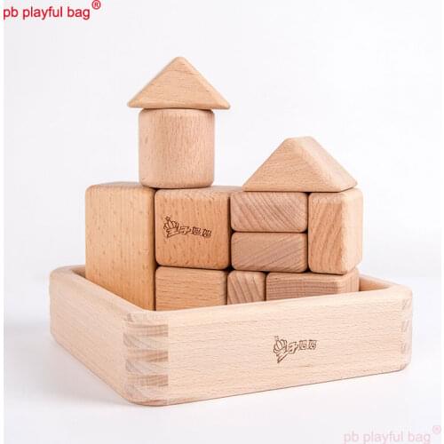 PB Playful Bag Enlightenment of childrens educational toys with super large wooden building blocks DIY Creative gift UG59