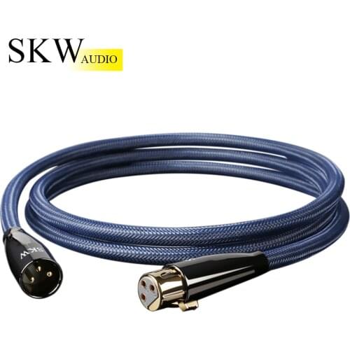 SKW OFC Conductor 3 Pin XLR Hi-Fi Audio Cable Male to Female Joint Nylon Braided For CD Player Connect To Power Amplifier