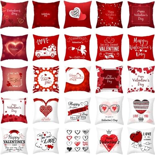 Nordic Red Cartoon Creative Letters Lover Pillows Case Valentines Day Cushion Case Modern Simple Couch Decorative Throw Pillows