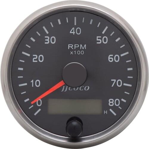 Universal 85MM Tachometer 0-8000RPM 12V/24V Tacho Meter Amber/White Light RPM Gauge With LCD Hourmeter For Car