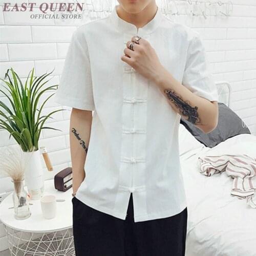 Traditional chinese clothing for men male Chinese mandarin collar shirt blouse wushu kung fu outfit tops linen shirt KK2233