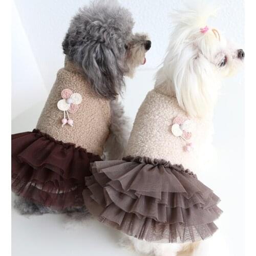 Winter Warm Dog Dress Turtleneck Dog ​Pullover Knitwear Sweater Skirt Soft Comfortable Fashionable Pet Costume