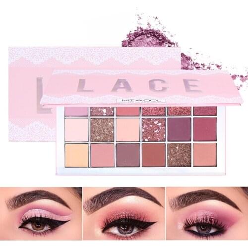 18 colors eyeshadow palette desert rose purple polar color pigment powder waterproof shimmer matte eyeshadow