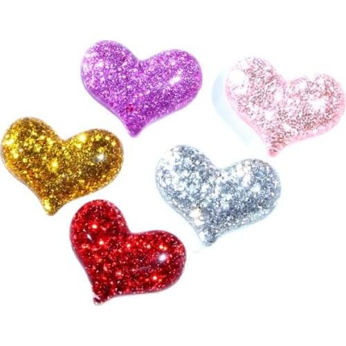 20Pcs 22x17mm Mixed Color Heart Resin Cabochon Flatback D ecoration Crafts Embellishments For Scrapbooking DIY Accessories
