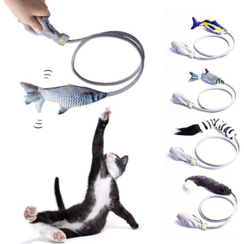 4 PCS Floppy Fish Cat Kick Chew Toy Interactive Catnip Realistic Manual Airbag Wiggle Tail Kitten Pillow With Bell Wholesale XB
