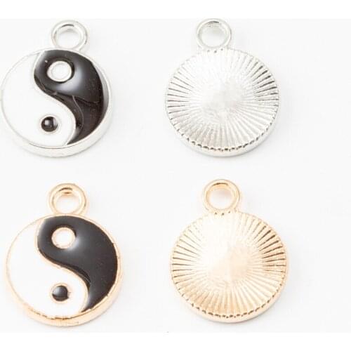 4Pcs Alloy Eight-Diagram Enamel Oil Charms Pendant Accessaries For DIY Bracelet Necklace Jewelry Making Earring Findings