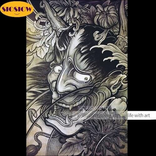 5D DIY Japan Ghost Terrorist Mask Diamond Paintings Full Drill Square Daimond Mosaic Diamant Embroidery Art Deco Bars Nightclubs