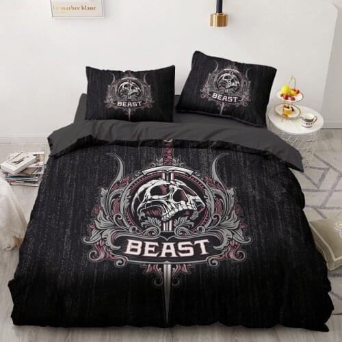 American Duvet Cover Set Bedding Sets Comforter Case and Pillowcase King Queen Double Single Size 3D Skull Bedclothes