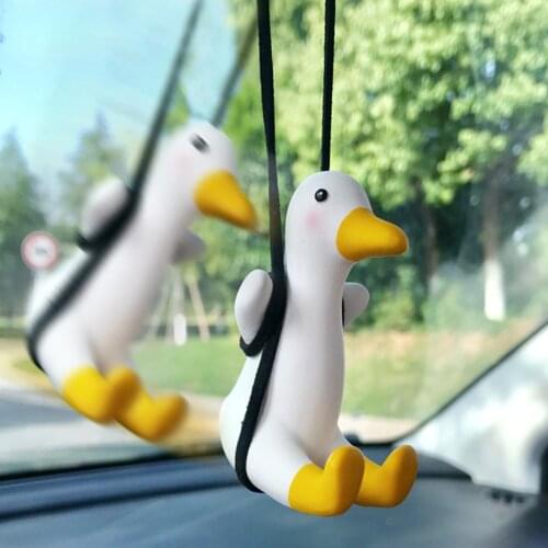 Duck Style Car Rearview Mirror Pendant Car Rearview Mirror Ornament Birthday Gift Auto Fragrance Automobile Decor