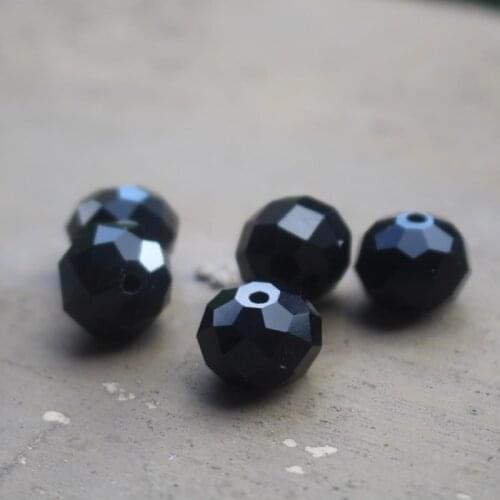 10Pcs/Lot 14mm*11mm Rondelle Faceted Glass Crystal Spacer Beads For Jewelry Making Black Color
