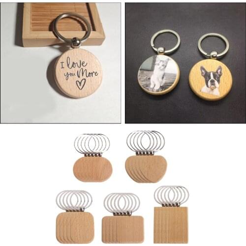 25x Blank Plain Wooden Key Chain Keychain Bag Pendant Jewelry Findings