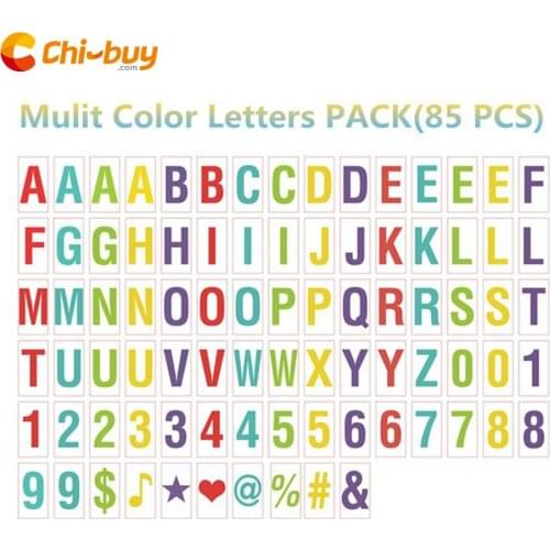 CHIBUY Mulit Color Letters Symbols & Glyphs & Numbers Card FOR A4 Size Cinematic Light box( Include 85pcs)