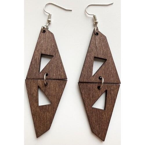Wood Statement Drop Earring Jewelry Simple Metal Retro Vintage Bohemian Geometric Exaggerated Casual Unique Earrings for Women