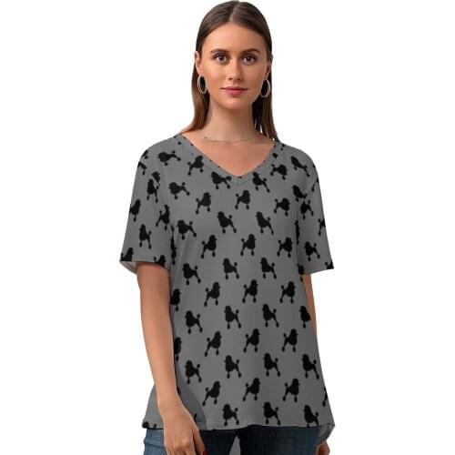 Animal T Shirt Simple Ladies Casual T-Shirt Short-Sleeve Pattern V Neck Tee Shirt Oversized