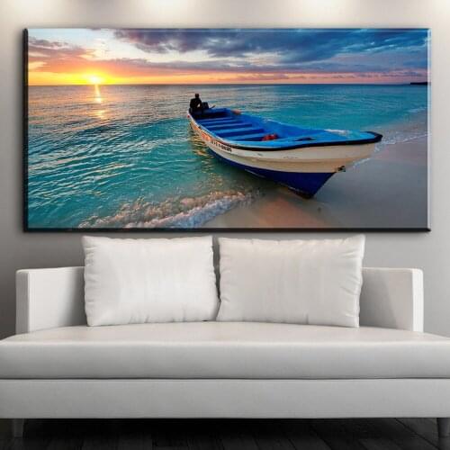 Canvas Landscape Painting Ocean wave sunset Canvas Poster Print for living room bedroom home decoration