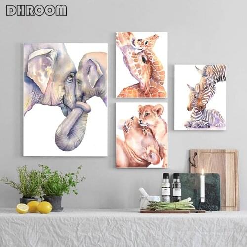 Nordic Canvas Art Painting Nursery Giraffe Lion Zebra Print Animal Wall Art Poster Wall Picture Baby Room Home Decor Painting